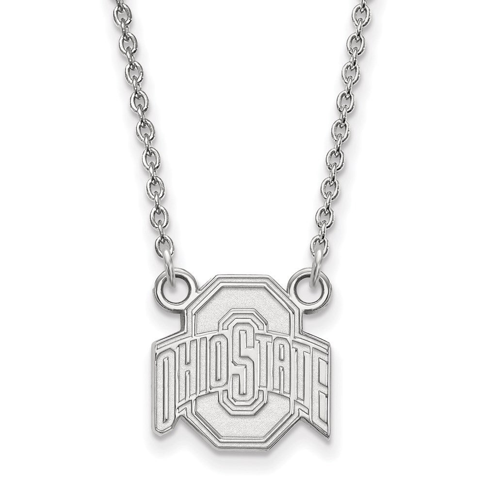 Sterling Silver Rhodium Plated Logoart The Ohio State University Small Pendant 18 Inch Necklace