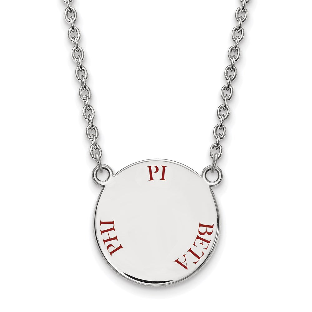 Sterling Silver Rhodium Plated Logoart Pi Beta Phi Sorority Text Large Color Enamel Pendant 18 Inch Necklace