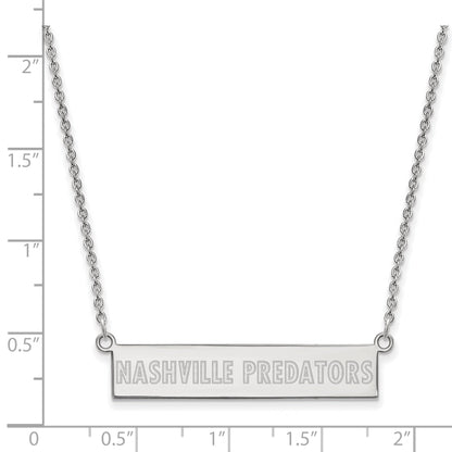 Sterling Silver Rhodium Plated Nhl Logoart Nashville Predators Small Bar 18 Inch Necklace