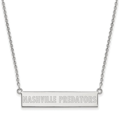 Sterling Silver Rhodium Plated Nhl Logoart Nashville Predators Small Bar 18 Inch Necklace
