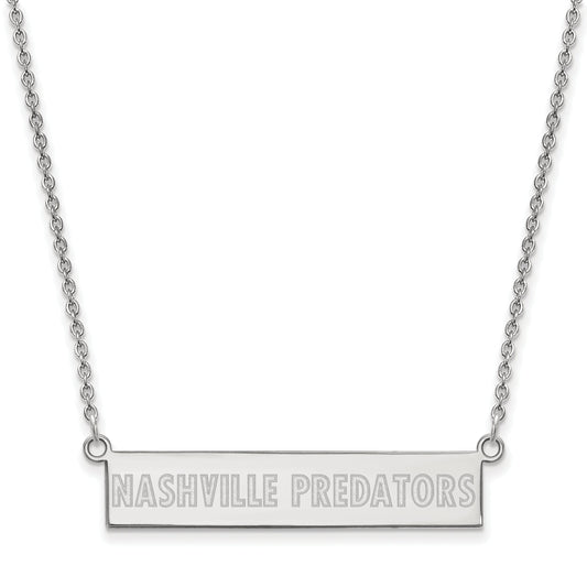 Sterling Silver Rhodium Plated Nhl Logoart Nashville Predators Small Bar 18 Inch Necklace