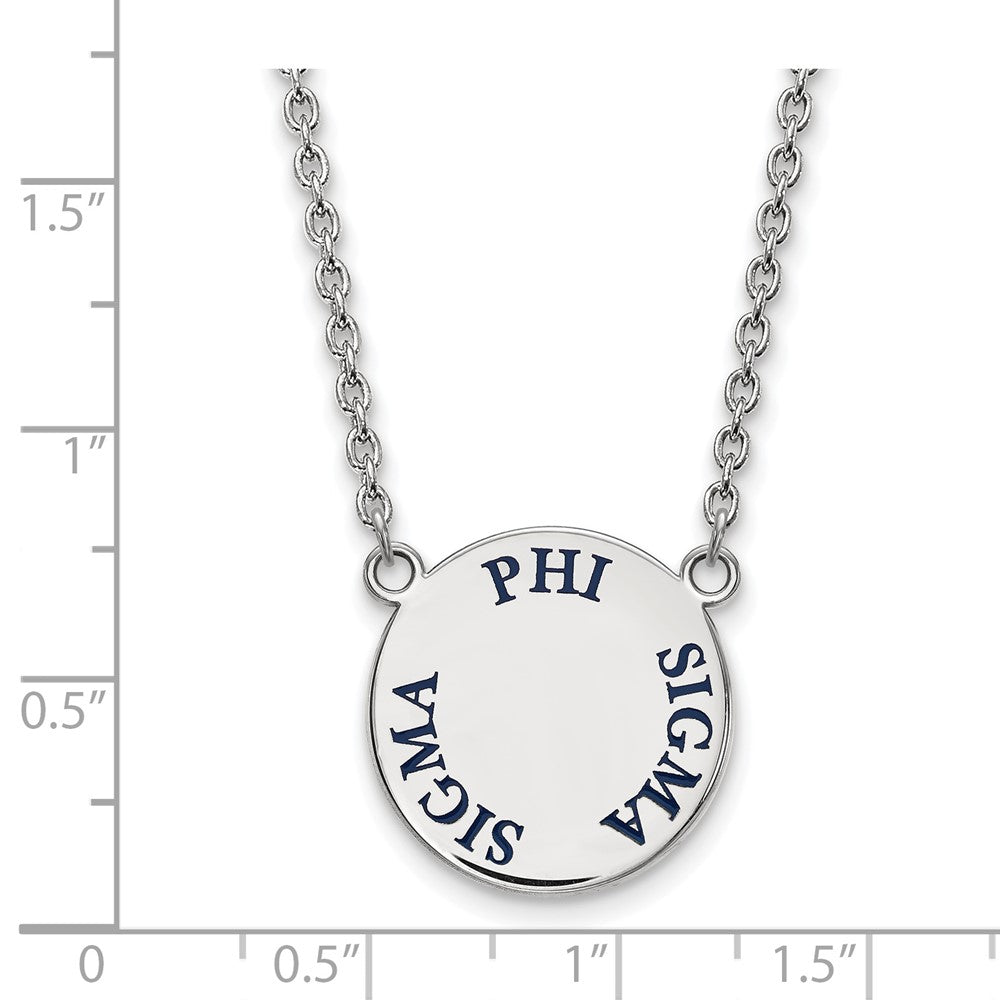 Sterling Silver Rhodium Plated Logoart Phi Sigma Sorority Text Large Color Enamel Pendant 18 Inch Necklace