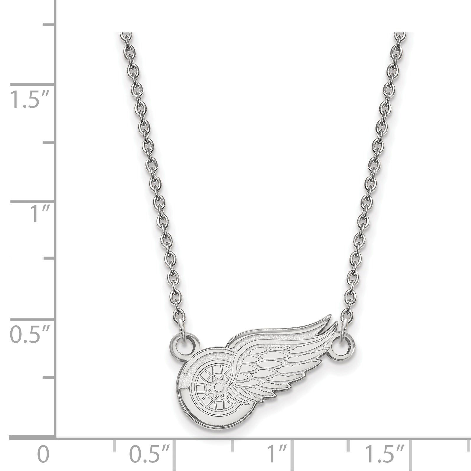 Sterling Silver Rhodium Plated Nhl Logoart Detroit Red Wings Small Pendant 18 Inch Necklace