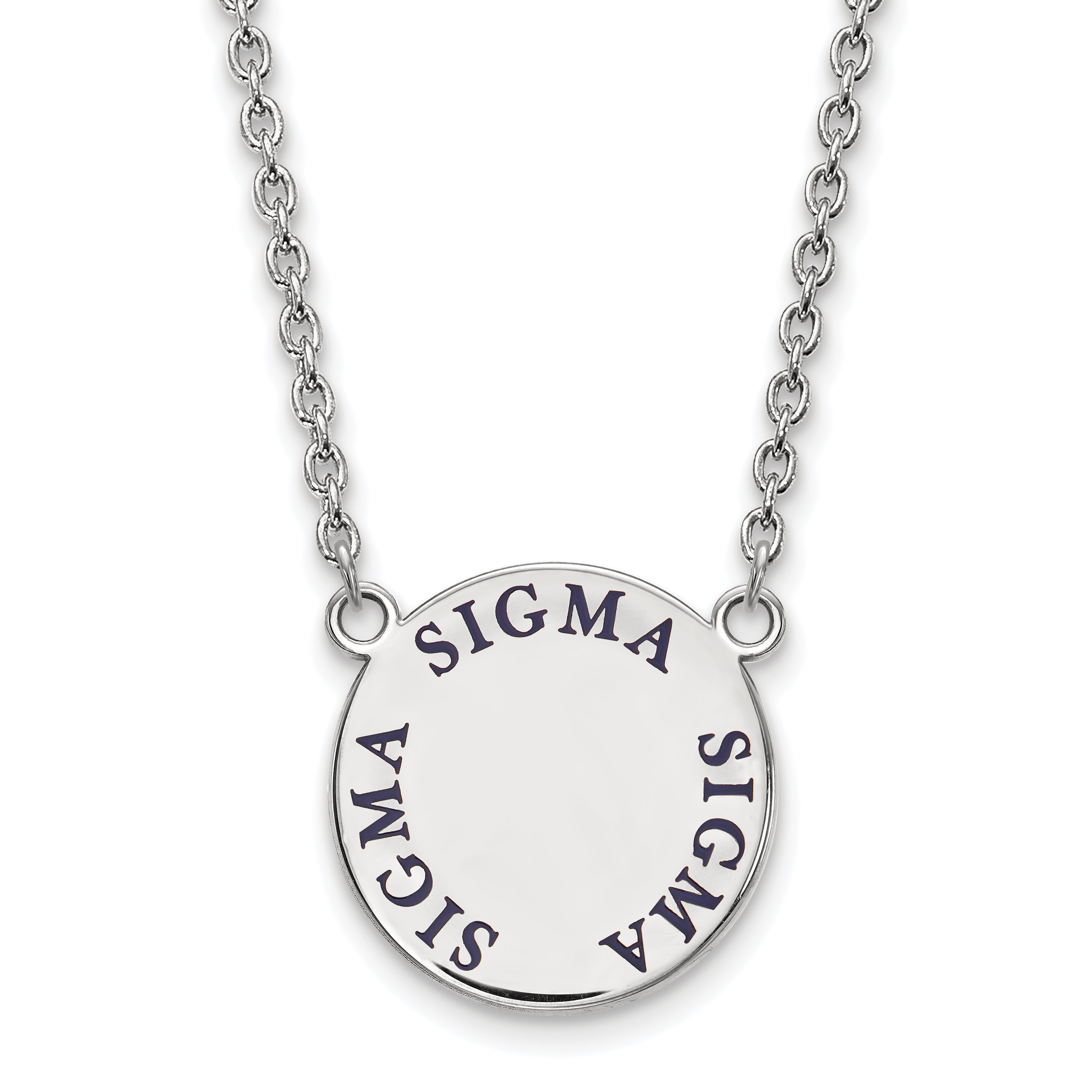 Sterling Silver Rhodium Plated Logoart Sigma Sorority Text Large Color Enamel Pendant 18 Inch Necklace
