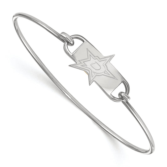 Sterling Silver Rhodium Plated Nhl Logoart Dallas Stars Small Center 7 Inch Wire Bangle