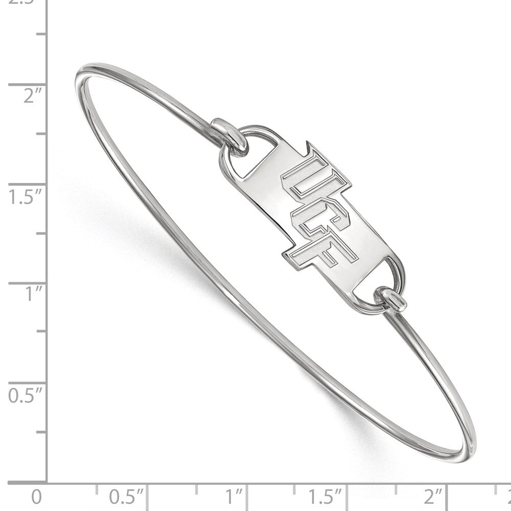 Sterling Silver Rhodium Plated Logoart University Of Central Florida U C F Small Center 7 Inch Wire Bangle