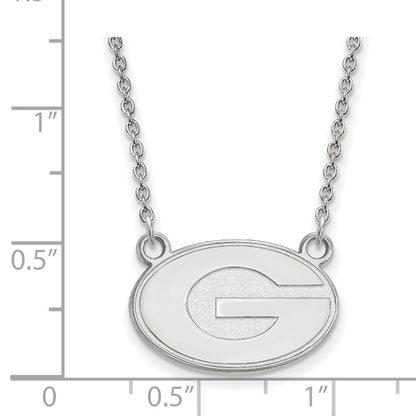 Sterling Silver Rhodium Plated Logoart University Of Georgia Letter G Small Pendant 18 Inch Necklace