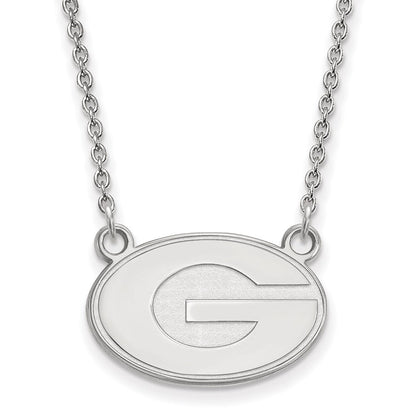14K White Gold Logoart University Of Georgia Letter G Small Pendant 18 Inch Necklace