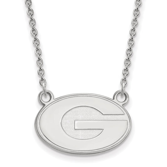 14K White Gold Logoart University Of Georgia Letter G Small Pendant 18 Inch Necklace