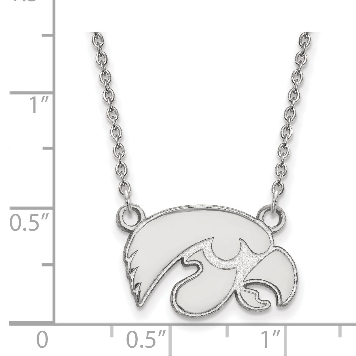 Sterling Silver Rhodium Plated Logoart University Of Iowa Hawk Small Pendant 18 Inch Necklace