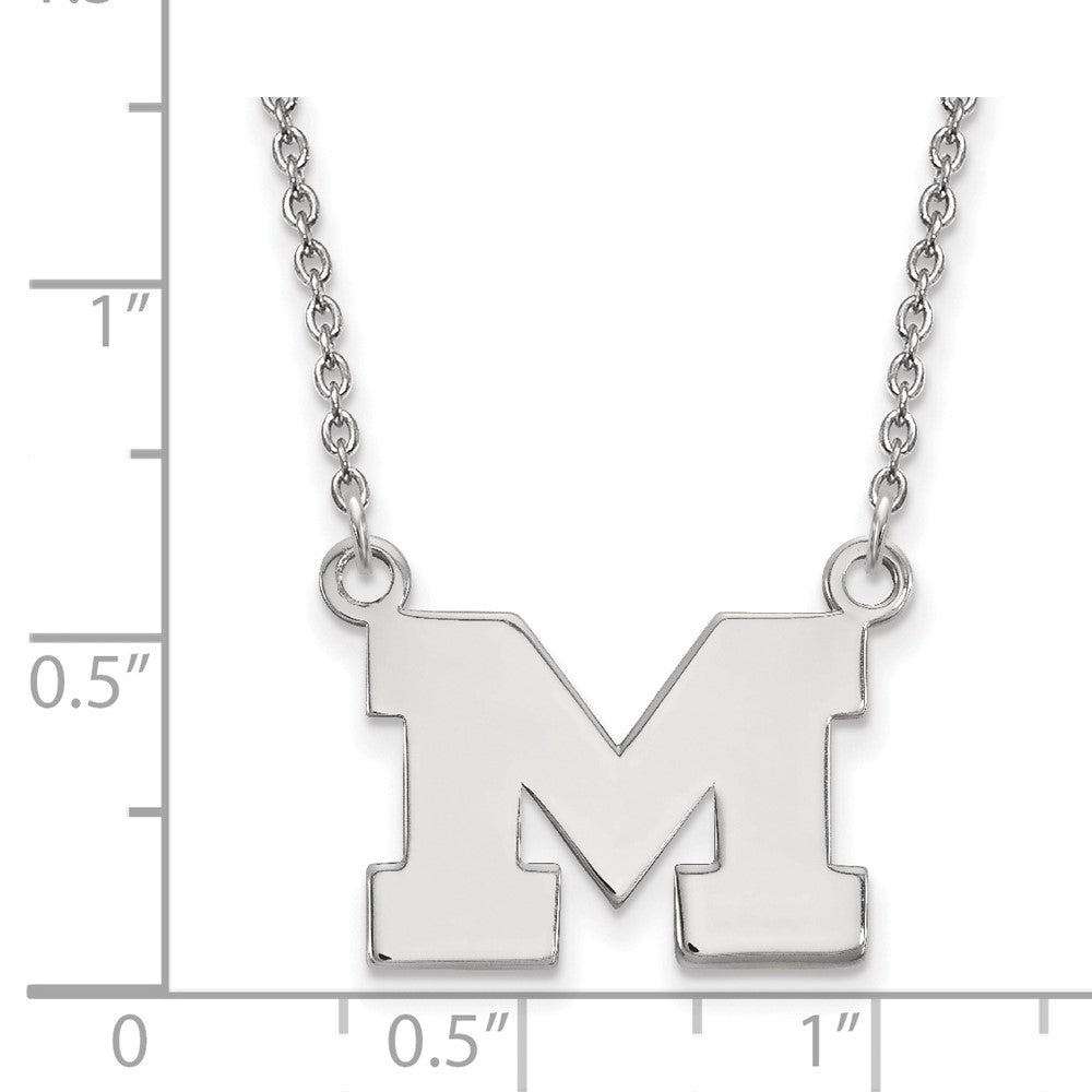 10K White Gold Logoart University Of Michigan Letter M Small Pendant 18 Inch Necklace