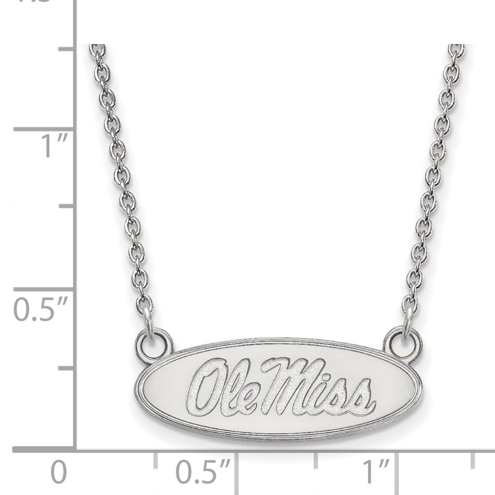 Sterling Silver Rhodium Plated Logoart University Of Mississippi Ole Miss Small Oval Pendant 18 Inch Necklace