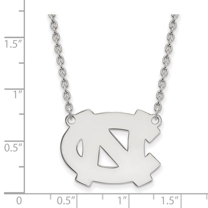 Sterling Silver Rhodium Plated Logoart University Of North Carolina N C Large Pendant 18 Inch Necklace