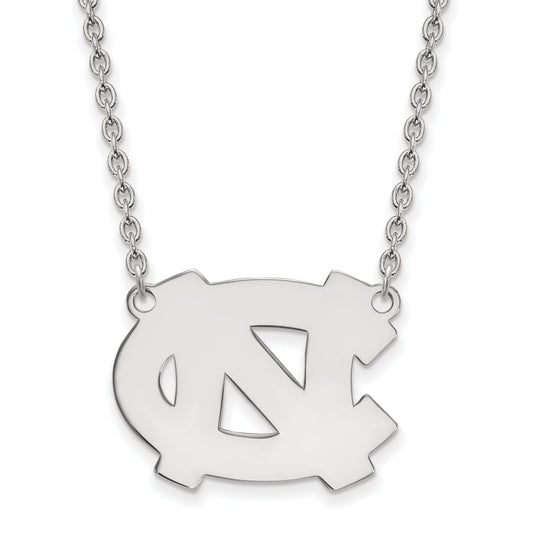 Sterling Silver Rhodium Plated Logoart University Of North Carolina N C Large Pendant 18 Inch Necklace