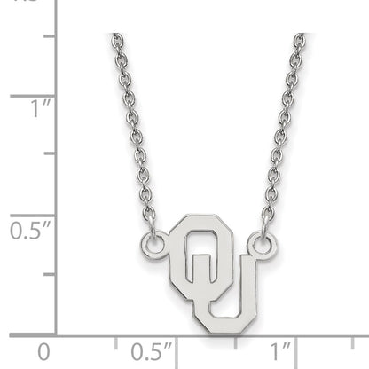 14K White Gold Logoart University Of Oklahoma O U Small Pendant 18 Inch Necklace