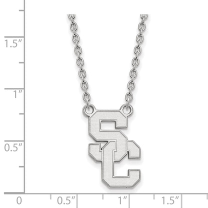 14K White Gold University Of Southern California S C Large Pendant 18 Inch Necklace