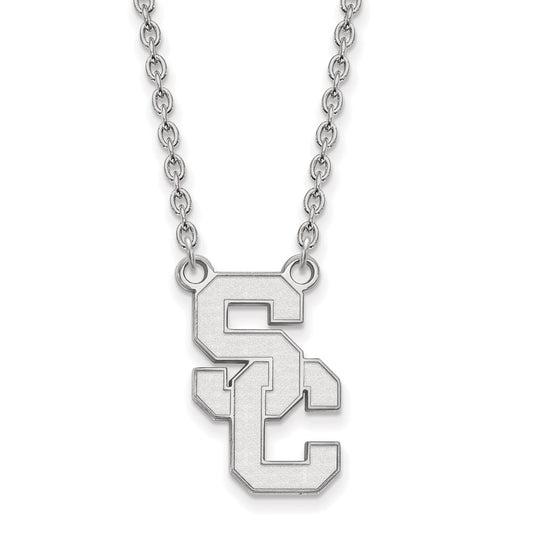 10K White Gold University Of Southern California S C Large Pendant 18 Inch Necklace