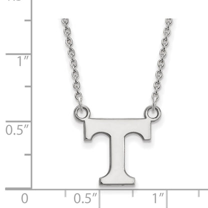 Sterling Silver Rhodium Plated Logoart University Of Tennessee Letter T Small Pendant 18 Inch Necklace