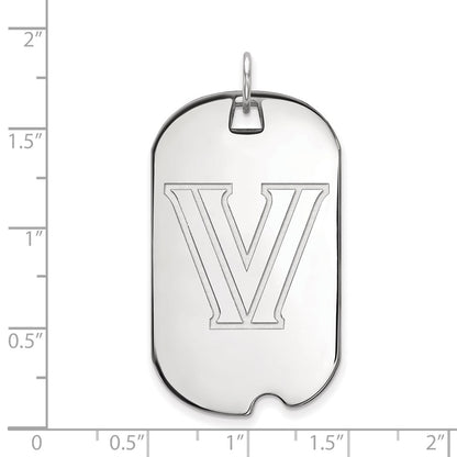 Sterling Silver Rhodium Plated Logoart Villanova University Letter V Large Dog Tag Pendant