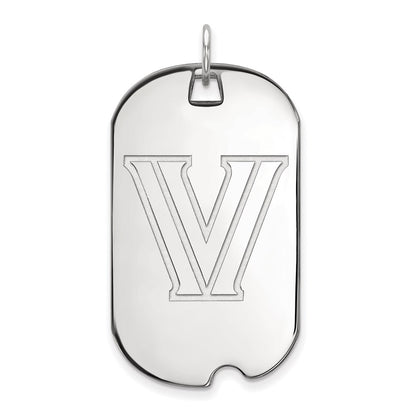 Sterling Silver Rhodium Plated Logoart Villanova University Letter V Large Dog Tag Pendant