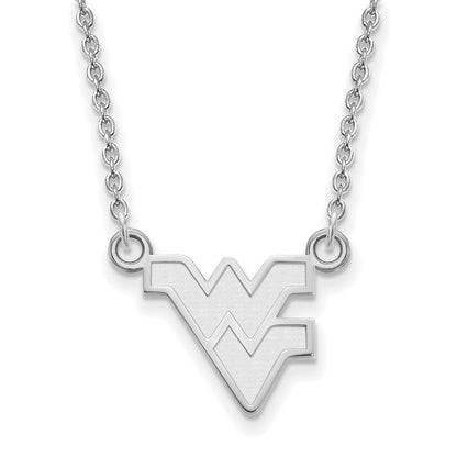 Sterling Silver Rhodium Plated Logoart West Virginia University W V Small Pendant 18 Inch Necklace