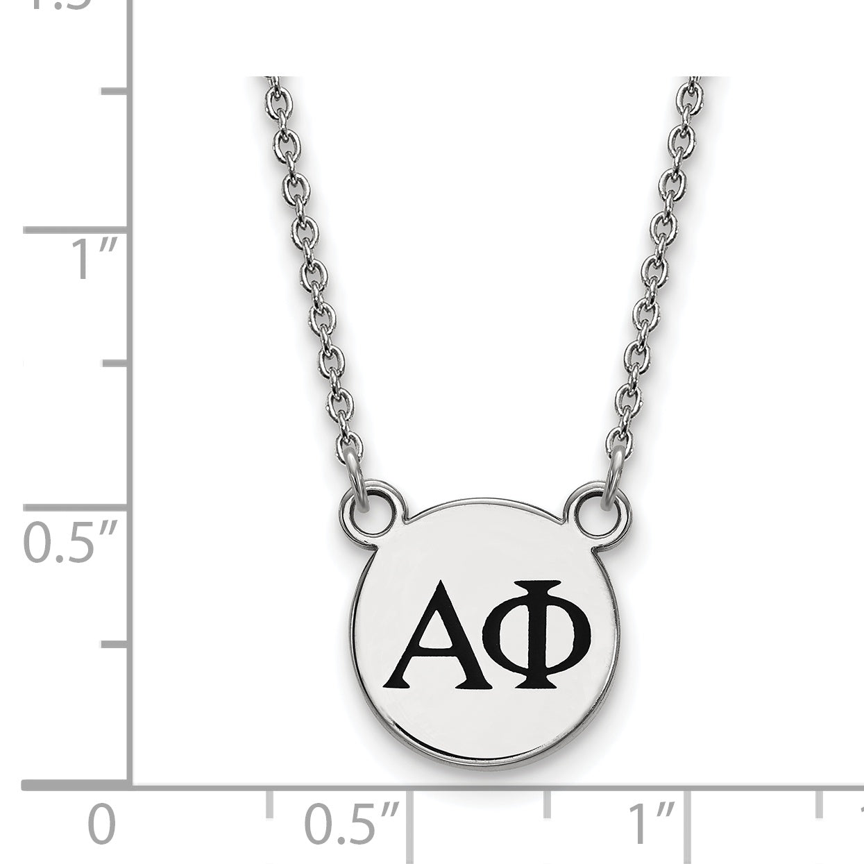 Sterling Silver Rhodium Plated Logoart Alpha Phi Sorority Greek Letters Small Black Enamel Pendant 18 Inch Necklace