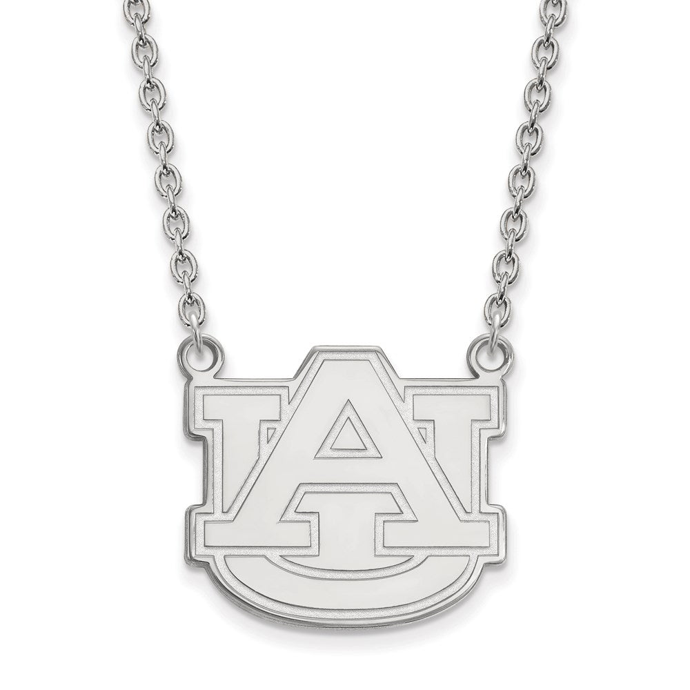 10K White Gold Logoart Auburn University Large Pendant 18 Inch Necklace