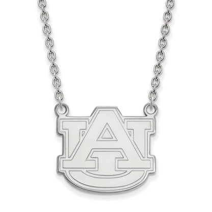 14K White Gold Logoart Auburn University Large Pendant 18 Inch Necklace