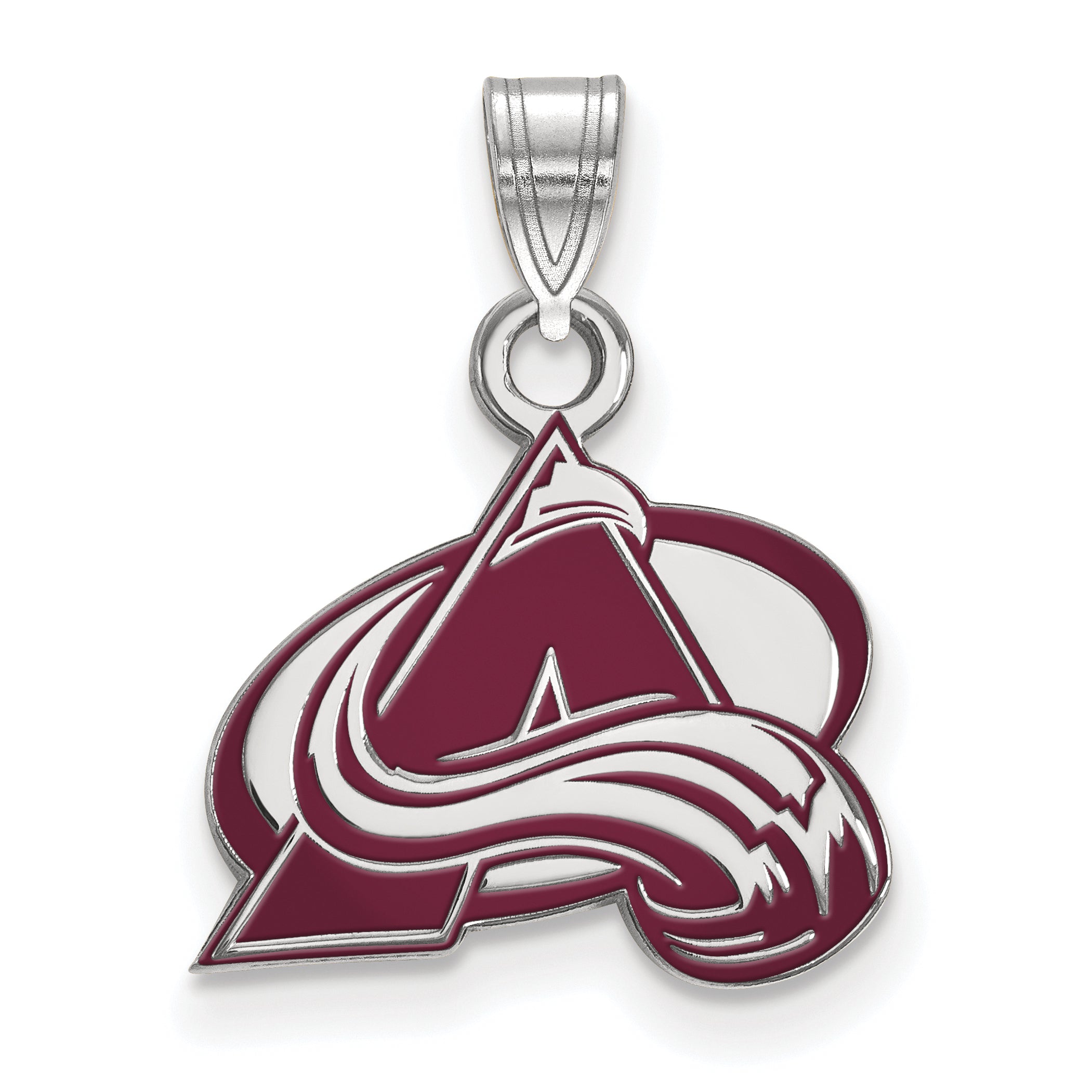 Sterling Silver Rhodium Plated Nhl Logoart Colorado Avalanche Letter A Small Enameled Pendant