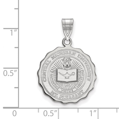 Sterling Silver Rhodium Plated Logoart Central Michigan University Large Crest Pendant