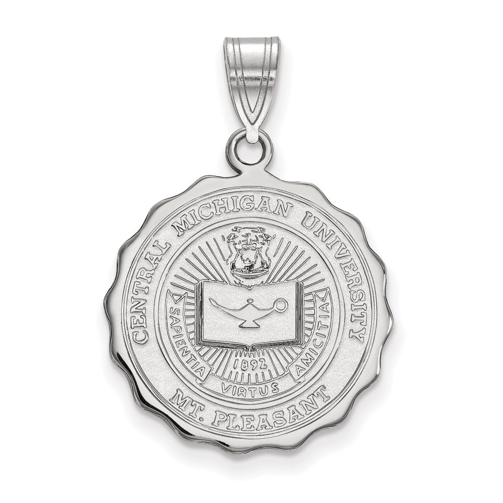 Sterling Silver Rhodium Plated Logoart Central Michigan University Large Crest Pendant