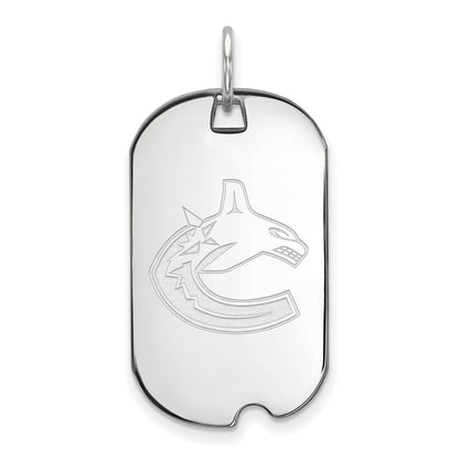 Sterling Silver Rhodium Plated Nhl Logoart Vancouver Canucks Small Dog Tag Pendant