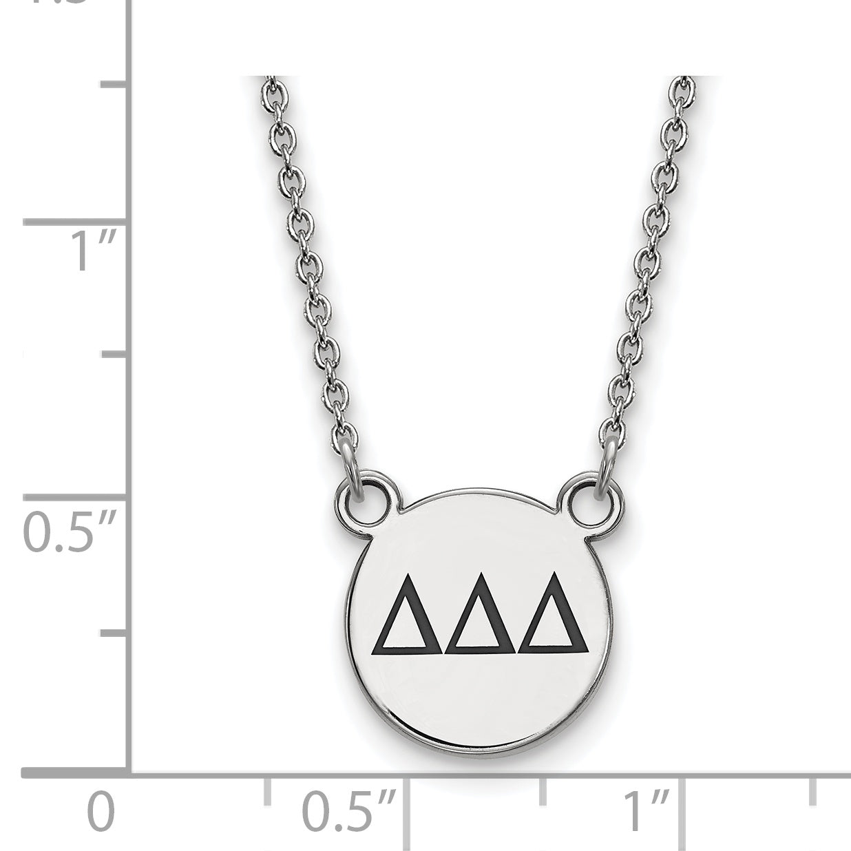 Sterling Silver Rhodium Plated Logoart Delta Sorority Greek Letters Small Black Enamel Pendant 18 Inch Necklace