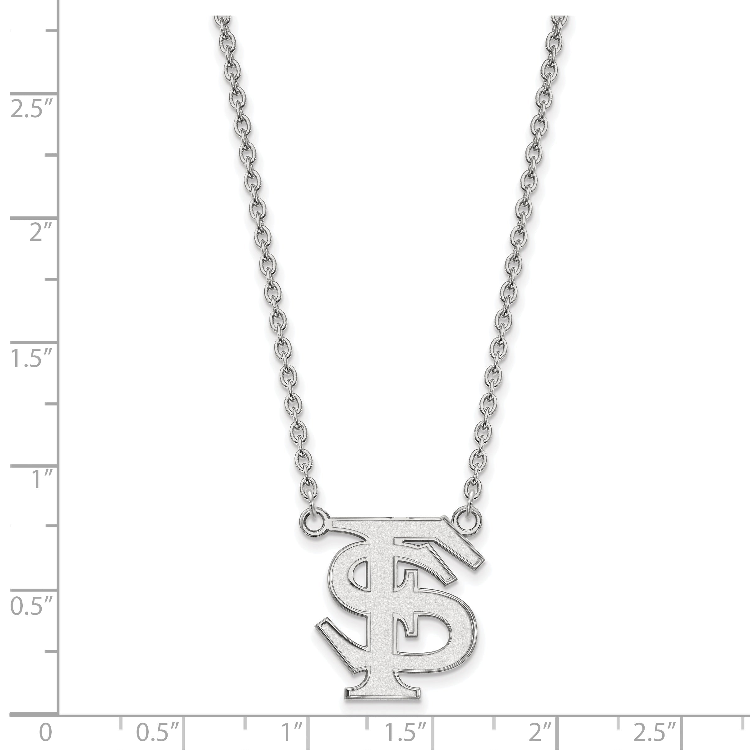 Sterling Silver Rhodium Plated Logoart Florida State University F S Large Pendant 18 Inch Necklace