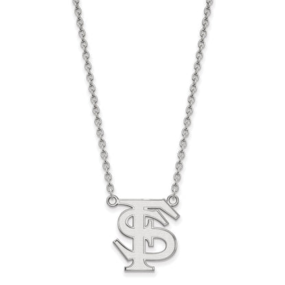 14K White Gold Logoart Florida State University F S Large Pendant 18 Inch Necklace