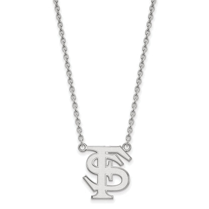 Sterling Silver Rhodium Plated Logoart Florida State University F S Large Pendant 18 Inch Necklace