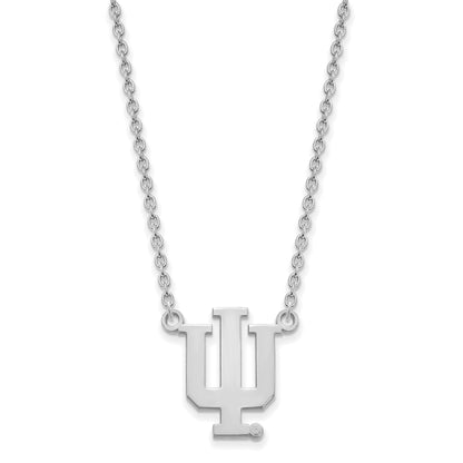 Sterling Silver Rhodium Plated Logoart Indiana University I U Large Pendant 18 Inch Necklace