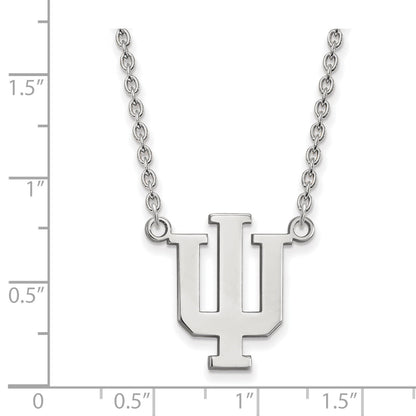 Sterling Silver Rhodium Plated Logoart Indiana University I U Large Pendant 18 Inch Necklace