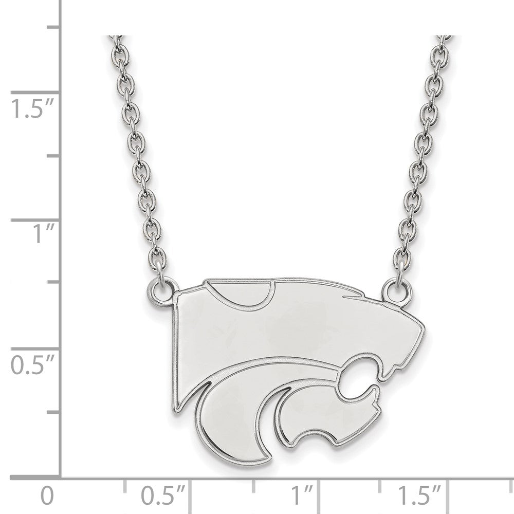 10K White Gold Logoart Kansas State University Wildcat Large Pendant 18 Inch Necklace