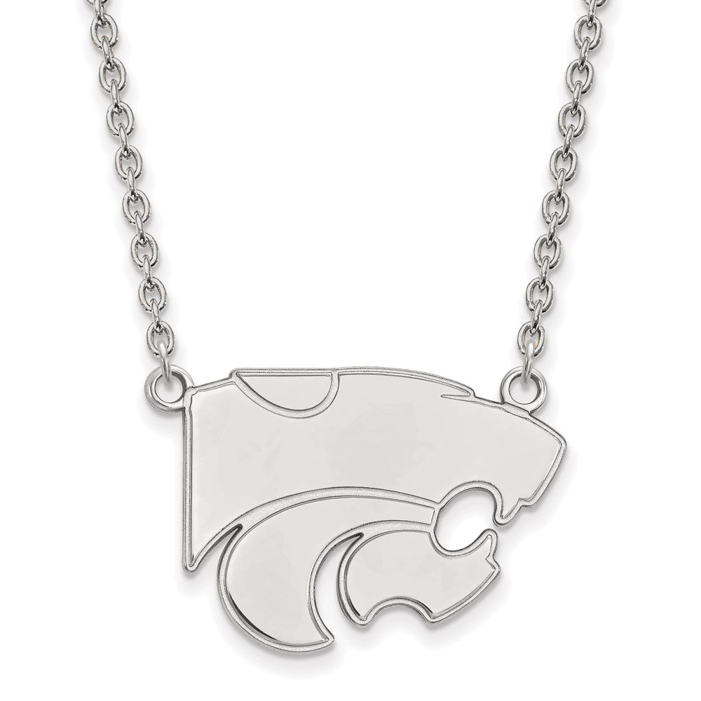 10K White Gold Logoart Kansas State University Wildcat Large Pendant 18 Inch Necklace