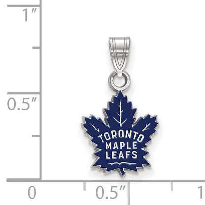 Sterling Silver Rhodium Plated Nhl Logoart Toronto Maple Leafs Small Enameled Pendant