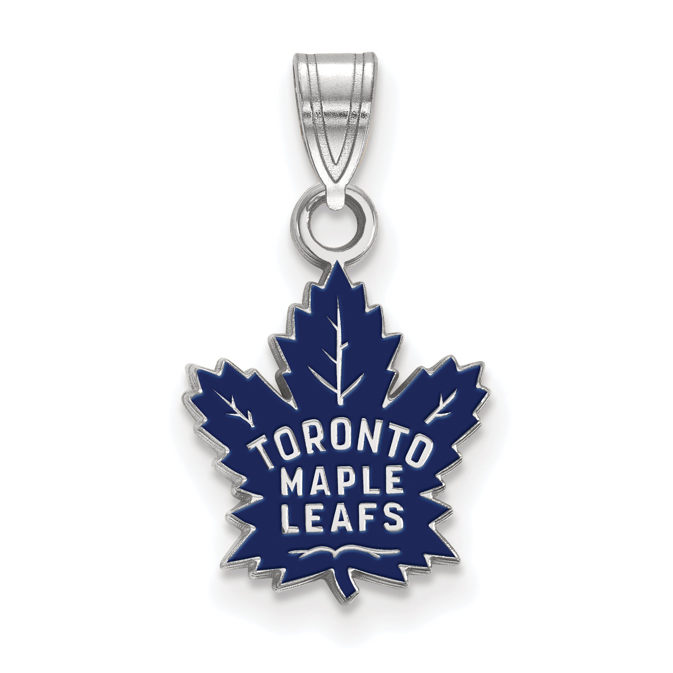 Sterling Silver Rhodium Plated Nhl Logoart Toronto Maple Leafs Small Enameled Pendant