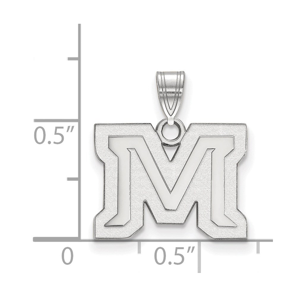 10K White Gold Logoart Montana State University Letter M Small Pendant