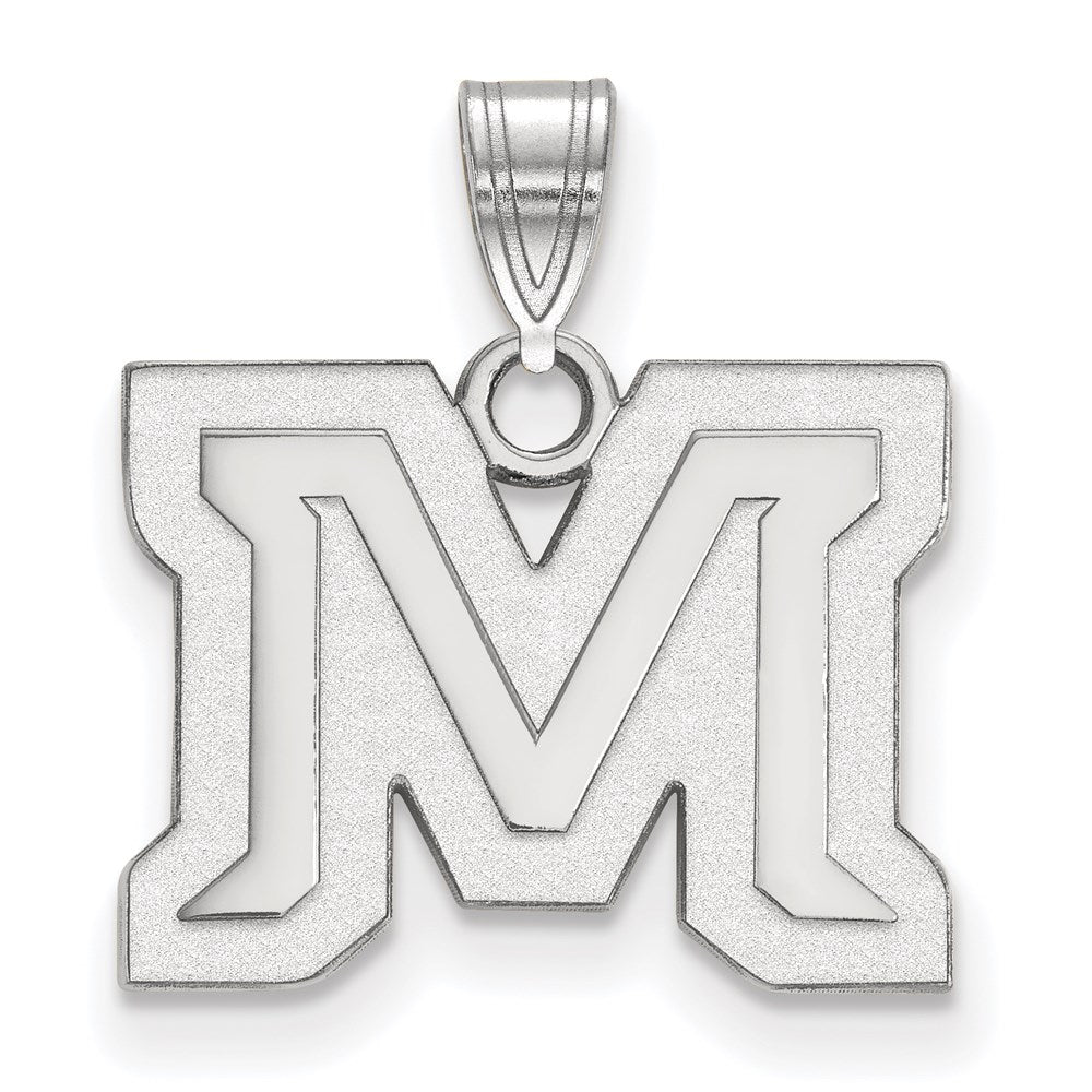 Sterling Silver Rhodium Plated Logoart Montana State University Letter M Small Pendant