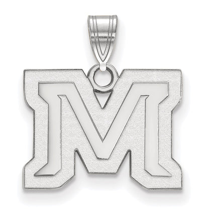 Sterling Silver Rhodium Plated Logoart Montana State University Letter M Small Pendant