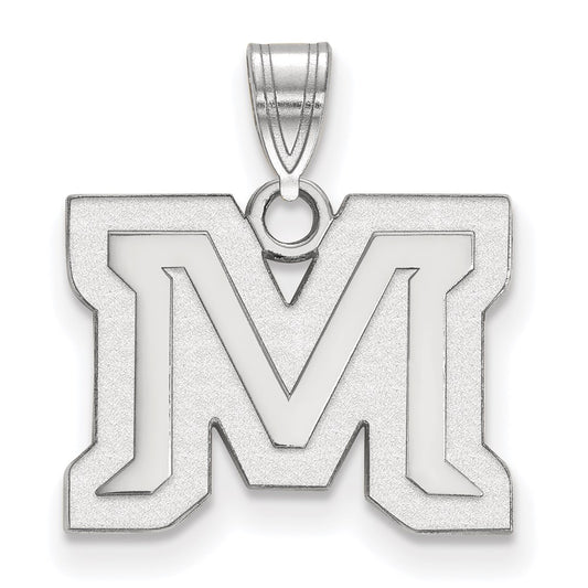 Sterling Silver Rhodium Plated Logoart Montana State University Letter M Small Pendant