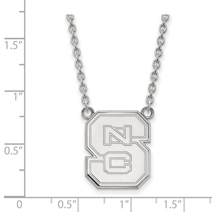 Sterling Silver Rhodium Plated Logoart North Carolina State University N C S Large Pendant 18 Inch Necklace