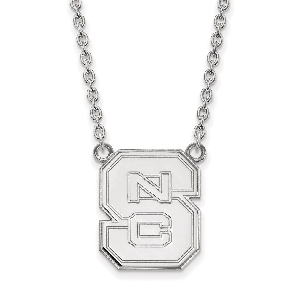 14K White Gold Logoart North Carolina State University N C S Large Pendant 18 Inch Necklace