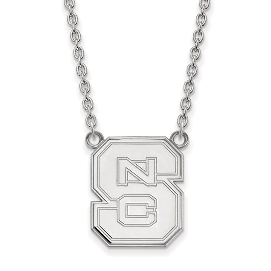 14K White Gold Logoart North Carolina State University N C S Large Pendant 18 Inch Necklace