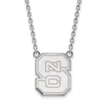 10K White Gold Logoart North Carolina State University N C S Large Pendant 18 Inch Necklace